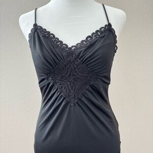 The Limited Vintage Y2K Black Camisole with Lace Accents Made in USA
